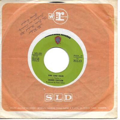 James Taylor Fire And Rain / Country Road Lebanon 45 7'' single +Sunny Skies