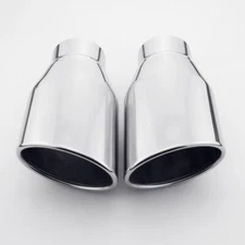 Stainless Steel 2.25" In Exhaust Tips Weld On Oval Out Rolled Slant 7" Long