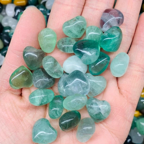 100 Natural Fluorite Mini Heart Hand-carved Quartz Crystal Reiki Healing - Picture 3 of 6
