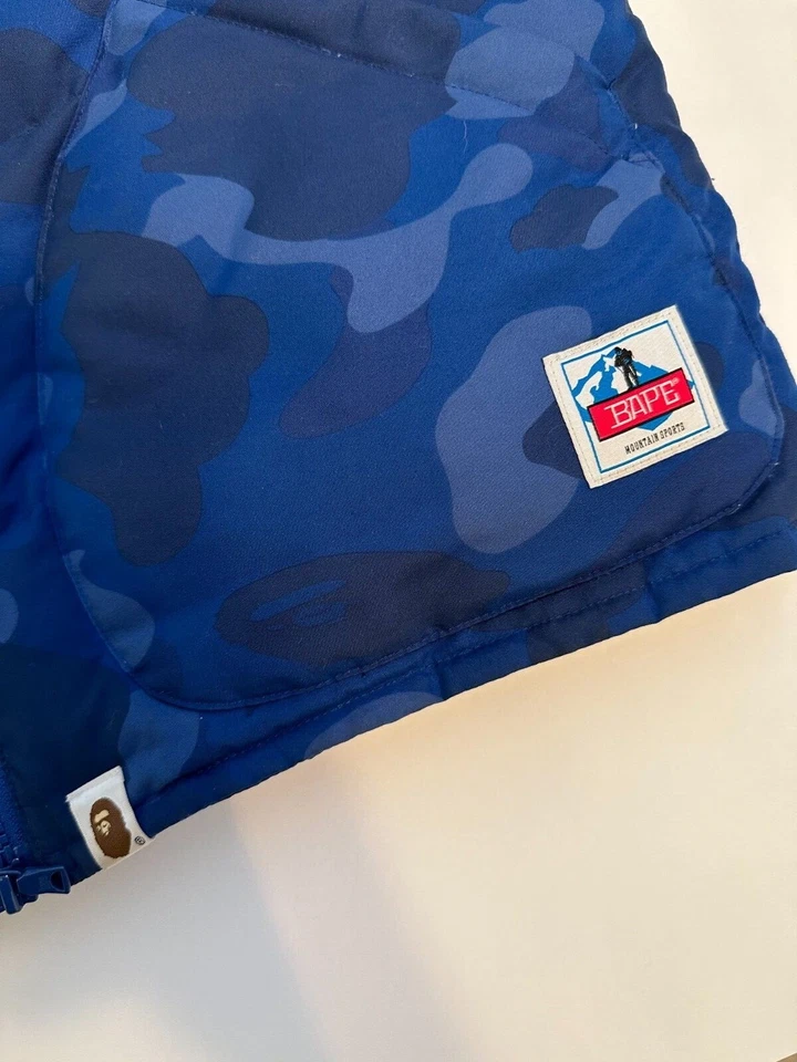BAPE Chaleco de plumón camuflaje color azul un mono de baño deportes de montaña talla M mediano Foto 4 de 4