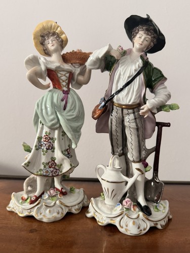 Sitzendorf porcelain Working Man & Maid . VGC - Picture 8 of 17