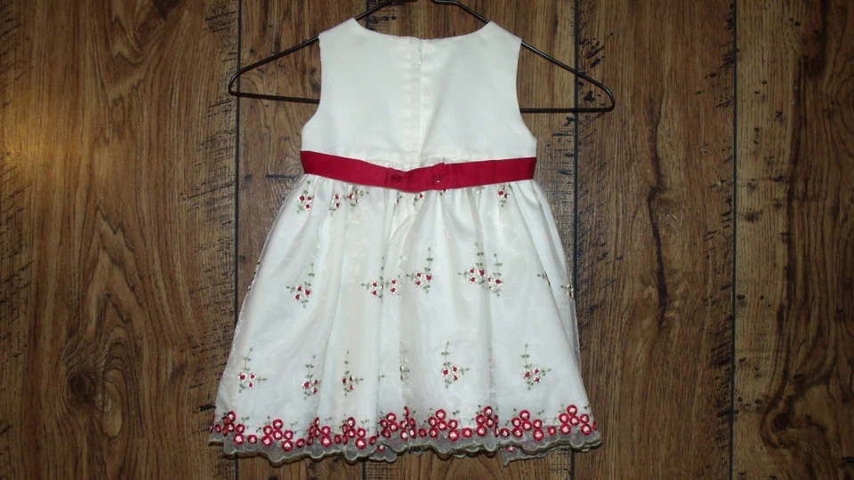 CINDERELLA 2-PIECE GIRL'S SIZE 18 M IVORY/w BURGUNDY FLOWERS & COVER SET EUC Foto 4 de 4