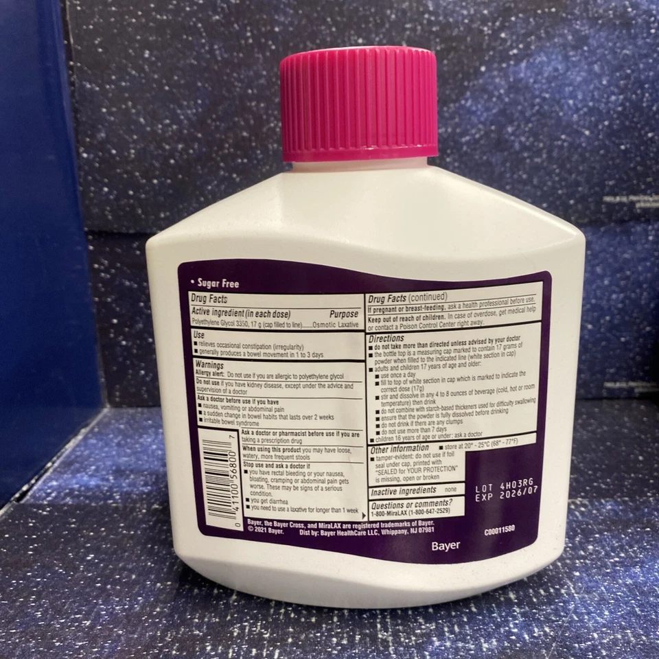 Polvo laxante MiraLAX 45 días - 26,9 OZ - tamaño económico - envío gratuito 01-26+ Foto 3 de 4