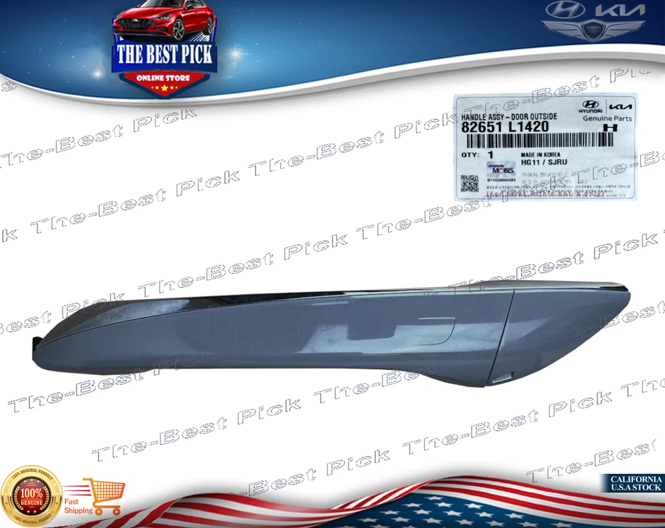 GENUINA⭐ Manija de puerta exterior del lado del conductor PARA HYUNDAI 2020-2023 Sonata 82651L1420 Foto 2 de 4