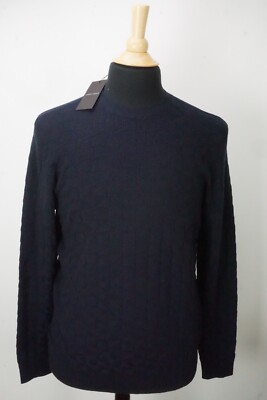 Giorgio Armani Cashmere Blend Navy Blue Woven Sweater Sz 38 BRAND NEW