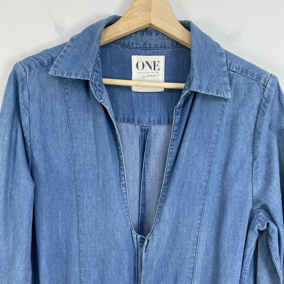 Macacão feminino ONE TEASPOON pequeno cambraia corte zíper bainha mangas 3/4 - Imagem 2 de 4