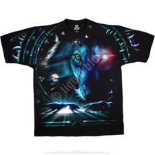 TRIBAL WOLF-2 SIDED-T SHIRT  S,M,L, XL, XXL CROW, NATIVE  Mystical
