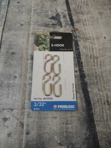 Flower Pot Hooks, 3/32 In./2mm, For Light Duty, 4 S-Hooks By Peerless 4819038