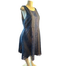 Women US-14 Anthropologie Georgia Mini Dress Navy Lace Overlay Sleeveless