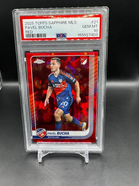 2025 Topps Chrome Sapphire MLS #21 Pavel Bucha RED 2/5 FC Cincinnati PSA 10