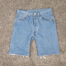 Vintage Levis 501 Shorts Mens 32 Fits 31 Blue Denim Frayed Button Made In USA