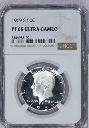 1969-S Kennedy Half Dollar 50c NGC PF68 PR68 Ultra Cameo