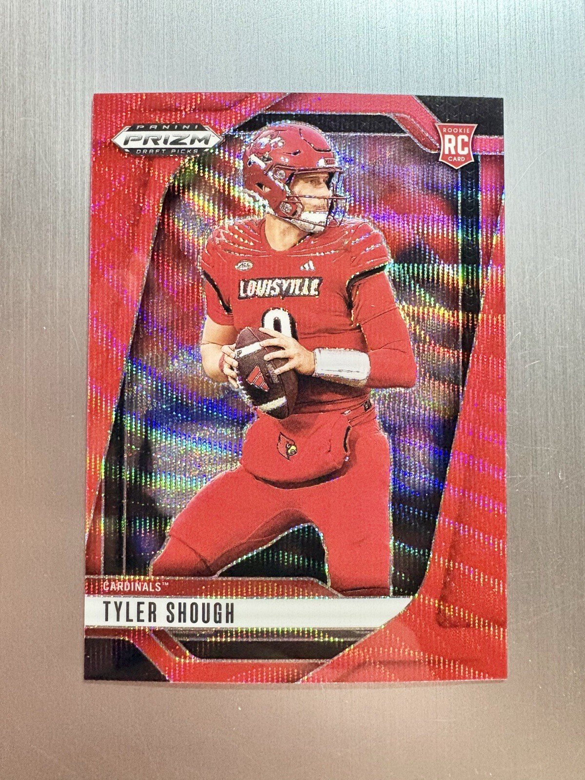 Tyler Shough 2025 Panini Prizm Draft Picks Ruby Wave Prizm #49 Louisville Rc