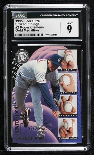 1995 Fleer Ultra Strikeout King Gold Medallion Edition Roger Clemens CGC 9 Mint