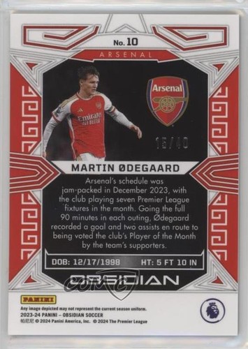 Grabado eléctrico Panini Obsidian naranja 2023-24/40 Martin Odegaard Ødegaard #10 - Imagen 2 de 3
