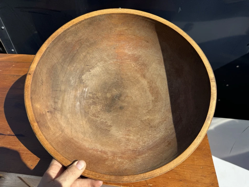 ANTIQUE LARGE 15 INCHES PRIMITIVE WOOD BOWL DOUGH - Image 2 of 4