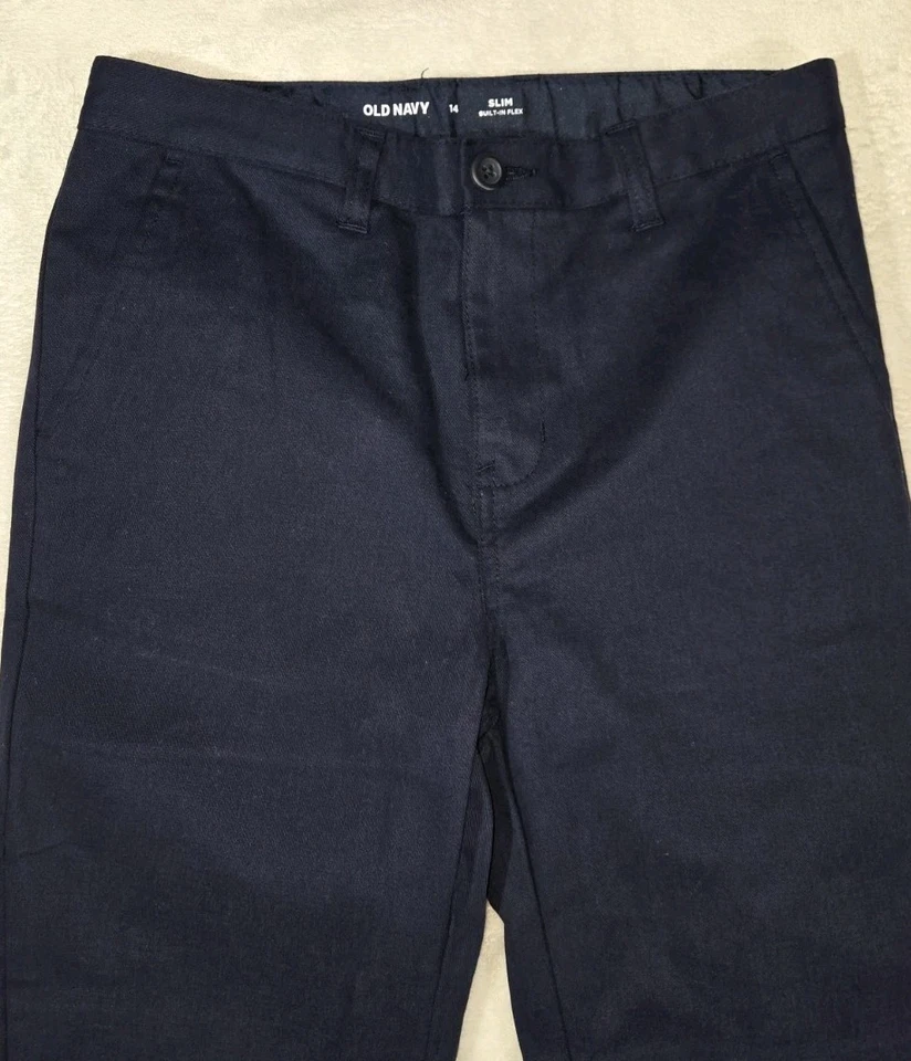 Pantalones ajustados azules talla 14 azul marino antiguo cintura ajustable para niños Foto 3 de 4