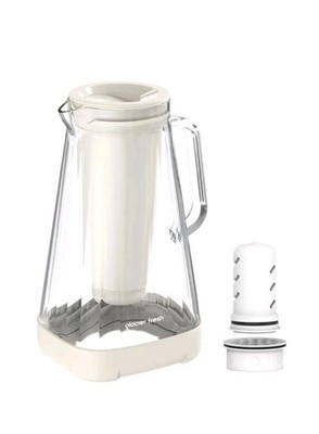 GLACIER FRESH Glas Wasserfilter Kanne 3L - großer Wasserfilter Pech, Elfenbein