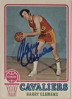 1973-74 TOPPS Barry Clemens Auto Card #92 Cleveland Cavaliers Vintage Signed NBA
