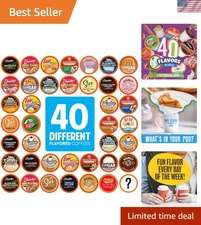40 Count Flavored Coffee Pods Compatible with Keurig K-Cup Brewers - Assorted