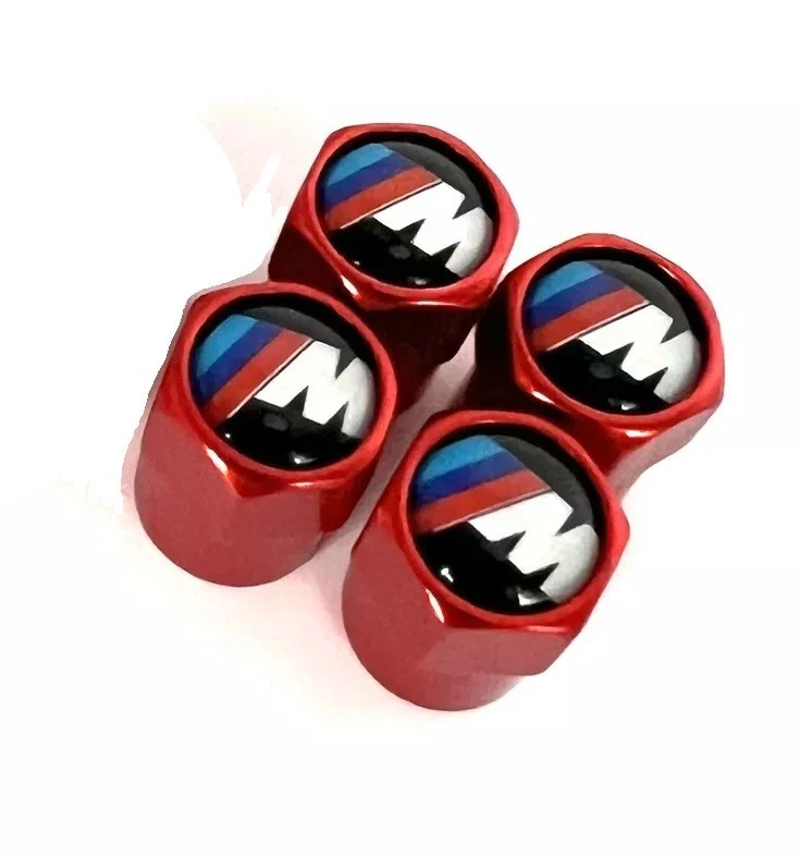 Compatible with BMW M 4Pcs Tire Valve Stem Caps Red Anodized Aluminum Set - Image 3 of 4