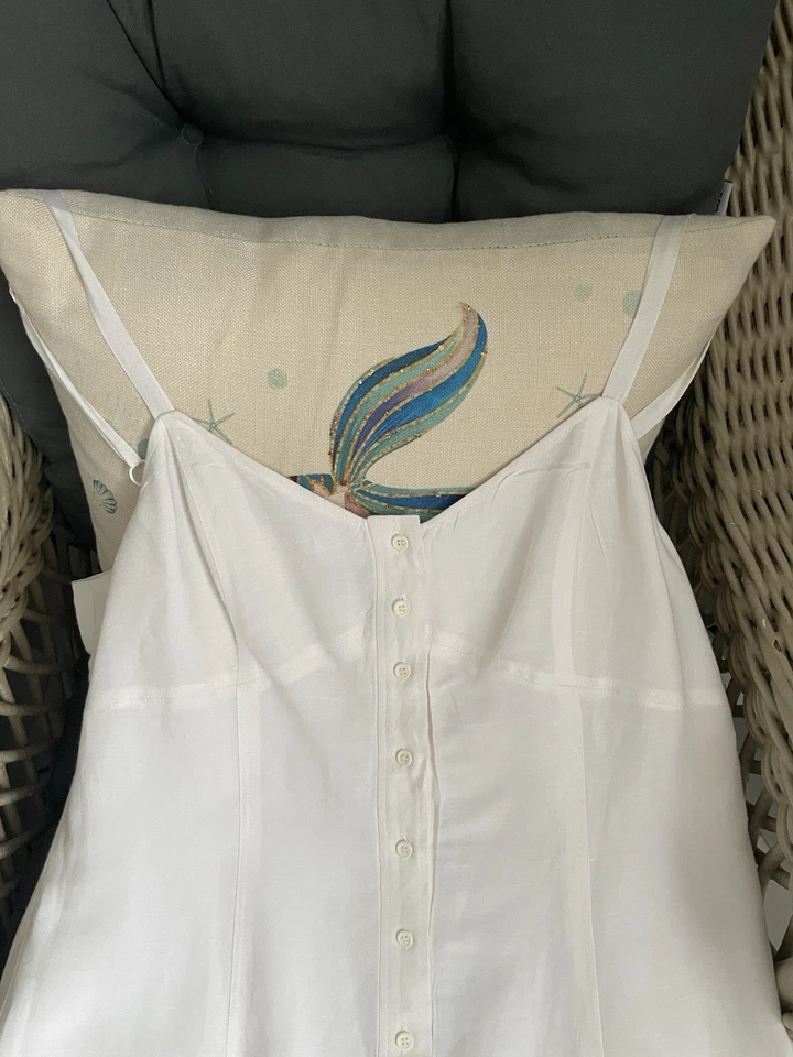 New York White Linen Midi Sleeveless Dress Size Large - Image 3 of 4