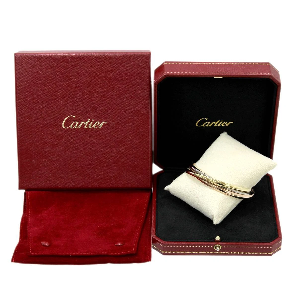 Cartier K18 Trinity Bracelet 3 Colors K18YG WG PG Yellow Gold