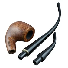 Reading Pipe Bent Type short&long 2 Stems Smoking/Tobacco Pipe+10 filters-9mm