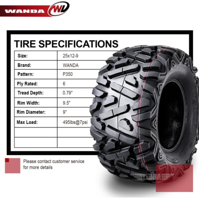 WANDA 2 AT MASTER UTV ATV Tires 24x9-11 24x9x11 6-Ply Solid Lug Mud WANDA 2 AT MASTER UTV ATV Tires 24x9-11 24x9x11 6-Ply Solid Lug Mud