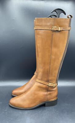 NEW DUNE Top Double Buckle Knee High Boots Brown Tan UK EU 36