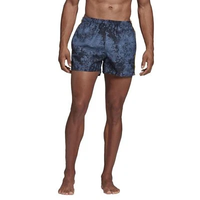 Adidas Performance 3 Stripes AOP Board Shorts Badeshorts Badehose Navy Orange - Photo 1/3