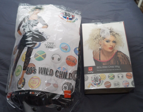 Smiffys Wild Child 80s Popstar Women's Fancy Dress Costume Large Plus Wig
