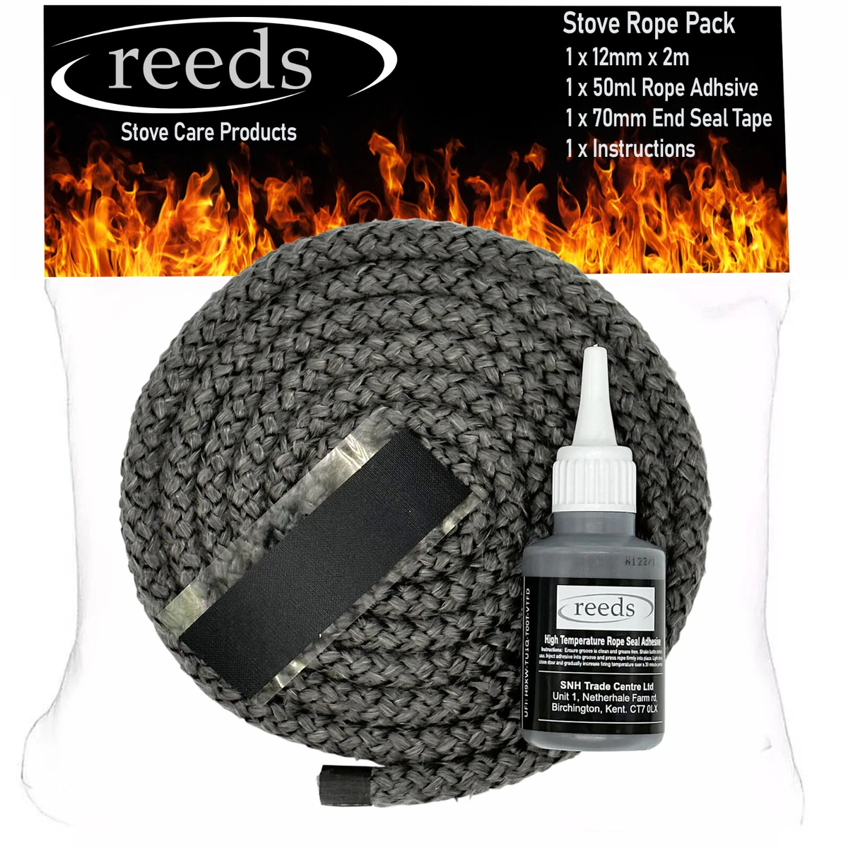 Black Stove Door Rope 10mm x 2m Length u0026amp; Glue Kit Wood Log Burner Door  Seal Kit | eBay