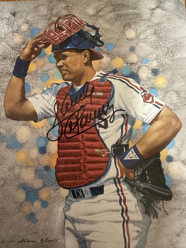 Sandy Alomar Cleveland Autographed 8 x 10 Beckett Magazine cover Color Photo