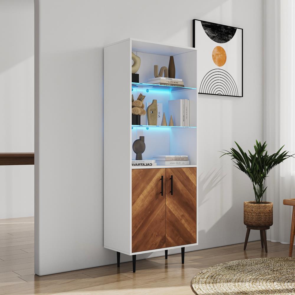 Industrial Bookshelves and Bookcases with Doors Floor Standing 5 Shelf Display
