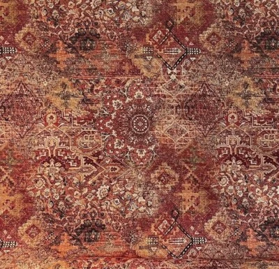 DESIGNERS FABRIC Red Fabric Rug Woven Morocco Carpet Kilim Orange Oriental Tapestry By Meter