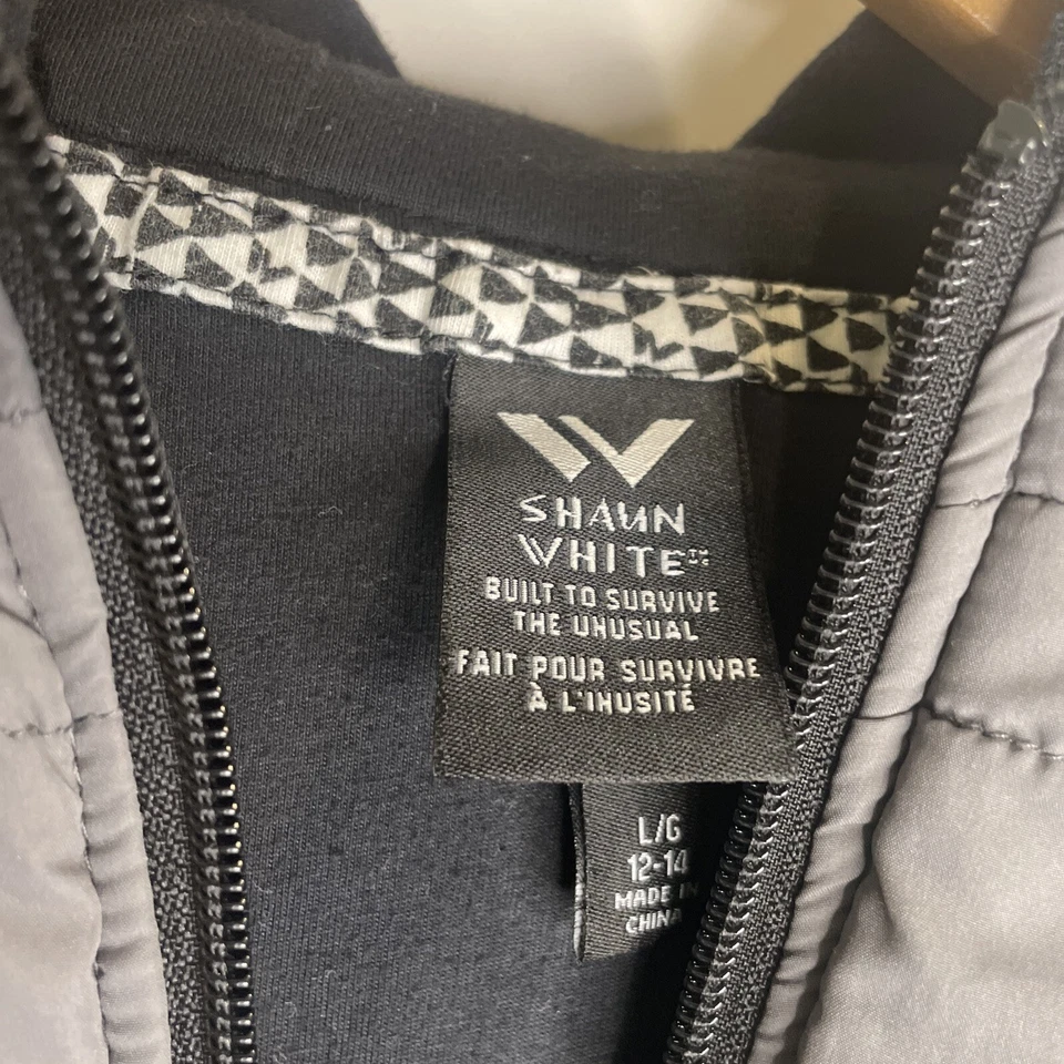 Shaun Blanco Puffer Sudadera Puffer Chaqueta Negro-Gris Talla L/G 12-14 Foto 4 de 4