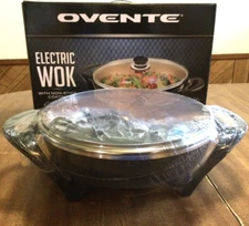 Ovente 13" Electric Wok, Nonstick Coating, Tempered Glass Lid, Copper, SK3113CO