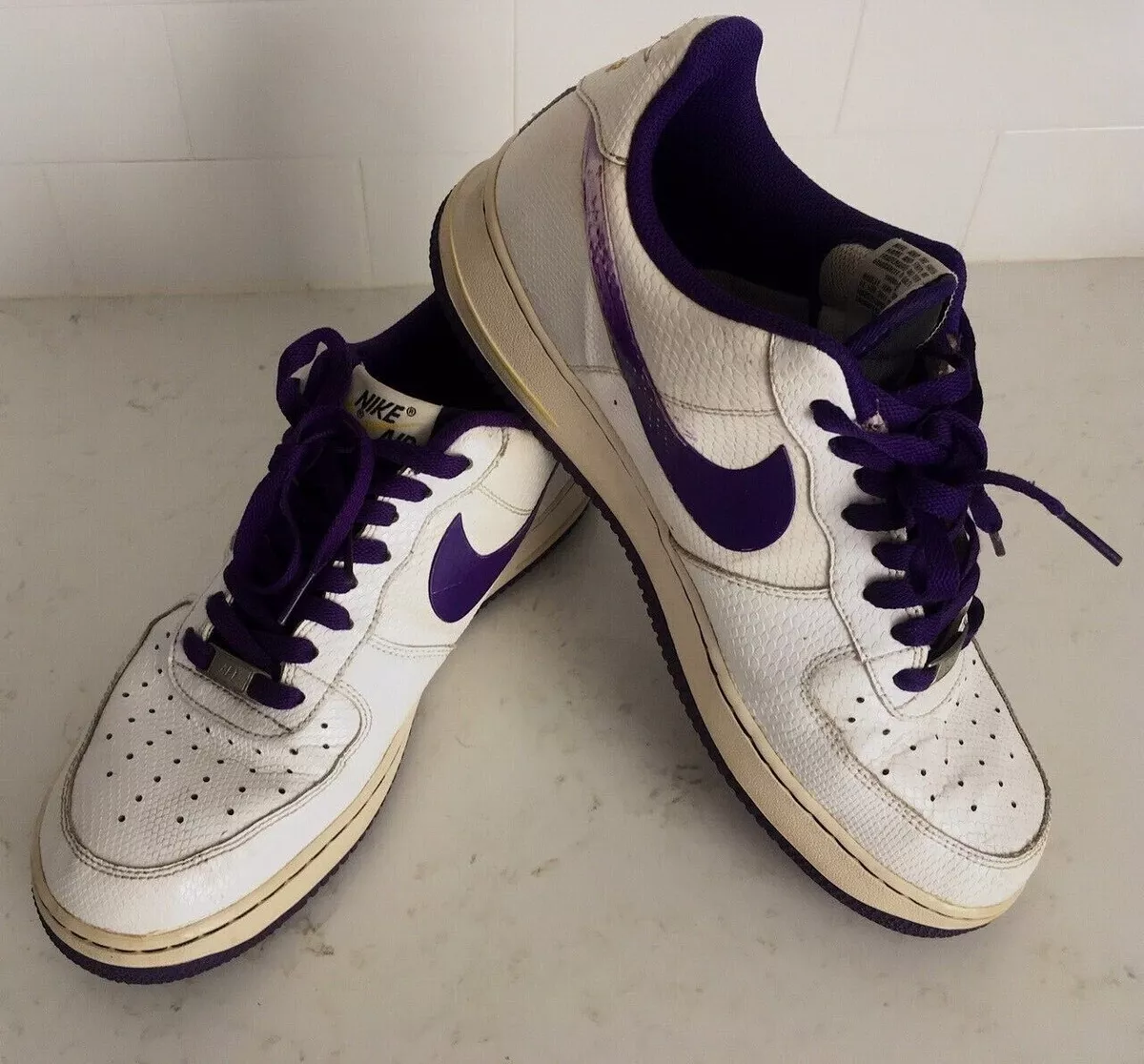 Vintage Nike Air Force 1 Low White Violet Size US 11 RARE 80 s 90 s Preowned