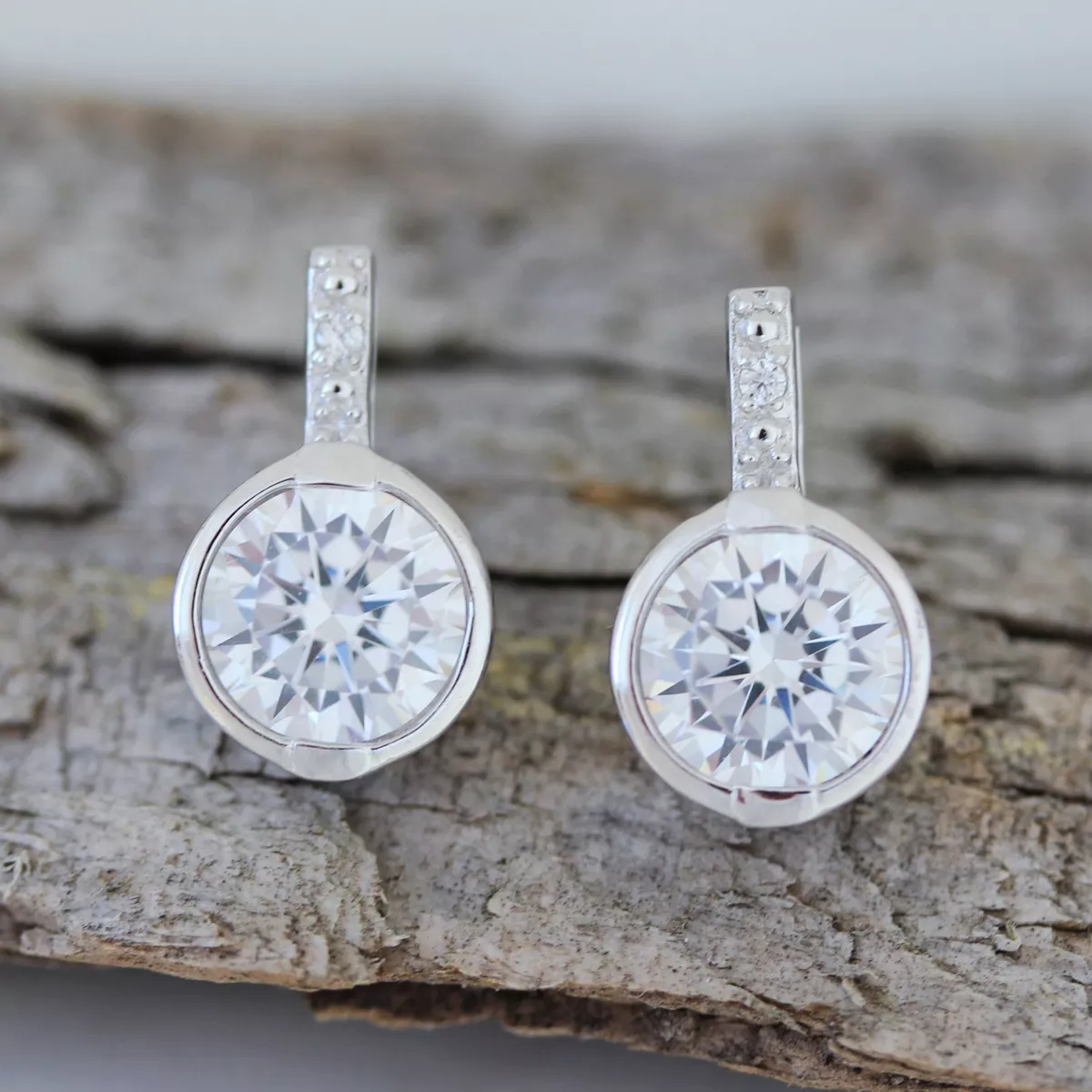 Sterling Silver 925 Bridal Wedding 9mm Round Bezel Set CZ Simple