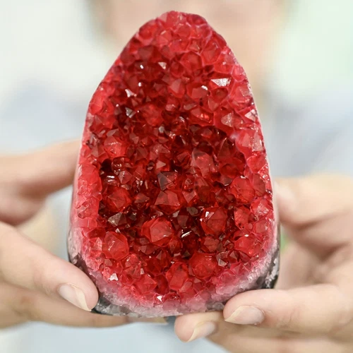 1PC Wine Red Geode Cluster with Display Stand Premium Crystal Home Office Decor - Picture 5 of 23