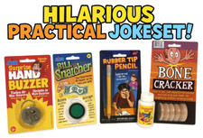 Deluxe PRACTICAL JOKE SET 5 Prank Kit Pencil Neck Cracker Money Bill Hand Buzzer