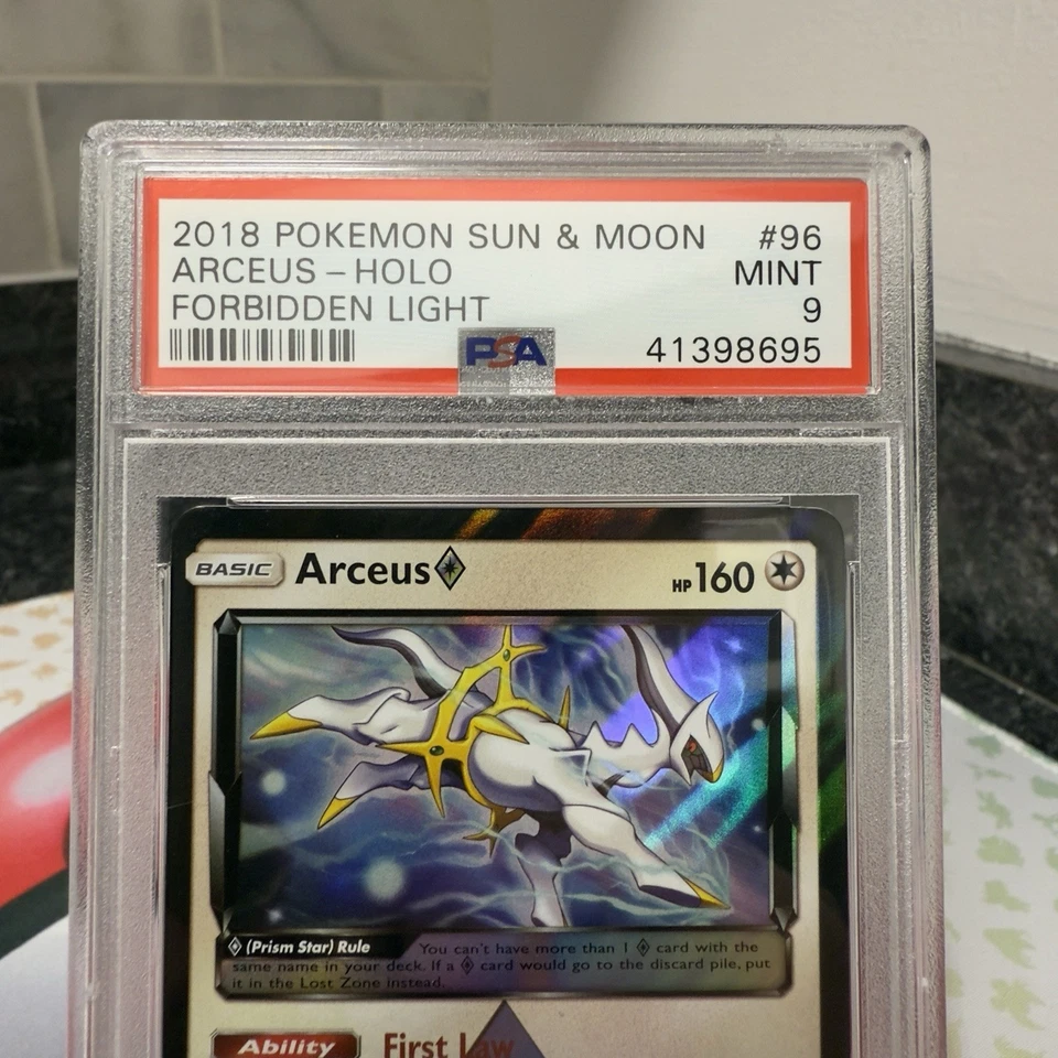 2018 Pokemon Sun & Moon Forbidden Light Arceus Holo Rare 96 PSA 9 Prism (G460) - Image 2 of 4