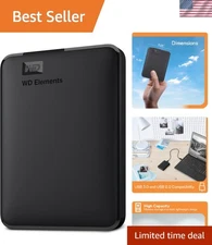 Ultra-Slim 2TB USB 3.0 External Hard Drive - Portable Storage for All Devices