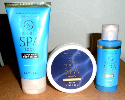 3 Bath Body Works TRUE BLUE SPA Wash, 60-Second Manicure, Cream - Travel Set