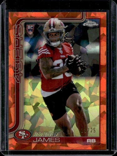 2025 Topps Chrome Sapphire Jordan James RC Orange Refractor Rookie #/25 49ers
