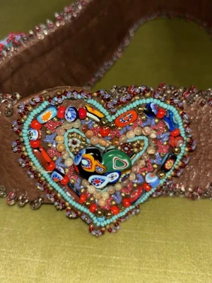 Vintage Handmade boho beaded belt Murano beads amazing piece rare find​​ Vintage Handmade boho beaded belt Murano Czech beads amazing  main image 2