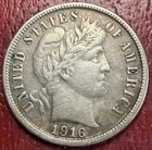 1916-S Barber Dime. Better Grade. Free Shipping