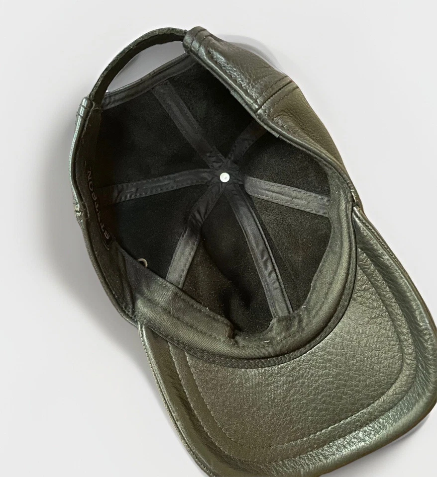 Gorra de béisbol negra ajustable Stetson Peyton de cuero genuino vintage Foto 4 de 4