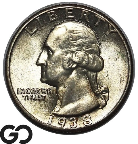 1938 Washington Quarter, Lustrous Gem BU++